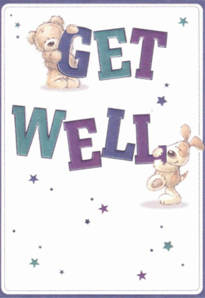 On a quiet afternoon in Highbury, where thoughtful gestures go a long way, this get well card illustration beams with gentle encouragement. Depicted with painterly detail, a soft, friendly bear sits above the confidently bold 'GET', matched below by a floppy-eared puppy whose wide-eyed gaze reflects pure affection. Together they frame the words 'Get Well'-letters shaded in rich teals and violets, giving them a buoyant, reassuring presence. The fur of the bear and the puppy's velvety ears are rendered so finely, one can almost feel the comforting textures, reminiscent of the familiar cosiness found in local homes. Around them, floating stars in shades of purple and blue convey wishes for brighter days, much like neighbours sharing well-wishes in Highbury's village squares. The composition feels purposeful, each element carefully placed, mirroring the attentive hands of a local florist crafting a bouquet to soothe and encourage. This image, paired with fresh flowers delivered by Highbury Florist, makes for a nurturing gesture to help someone feel cared for and seen.