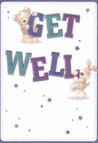Cheerful optimism radiates from this get well card, mirroring the vibrant spirit of Highbury's close-knit community. Two adorable characters-a teddy bear and a lively puppy-are joyfully entwined with colourful, oversized letters spelling 'Get Well.' The indigo and teal hues of the typography shine boldly against a creamy backdrop, infusing the scene with a sense of vibrancy and calm. Whimsical stars in deep blues and purples twinkle across the card, adding a magical sense of hope, much like a starlit walk across Highbury Fields. The bear's soft, fuzzy fur and the puppy's velvety ears are illustrated with such care that their comforting presence leaps from the page. This card is more than a message-it's an emotional balm, perfect for uplifting a loved one in recovery, especially when delivered with a thoughtfully arranged bouquet from Highbury Florist, ensuring every gesture feels personal and genuine.
